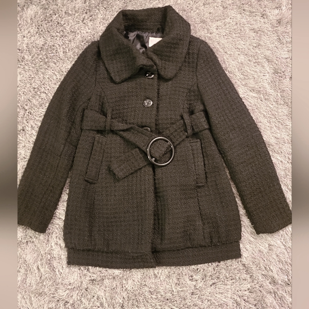 Black quilted coat Sz M